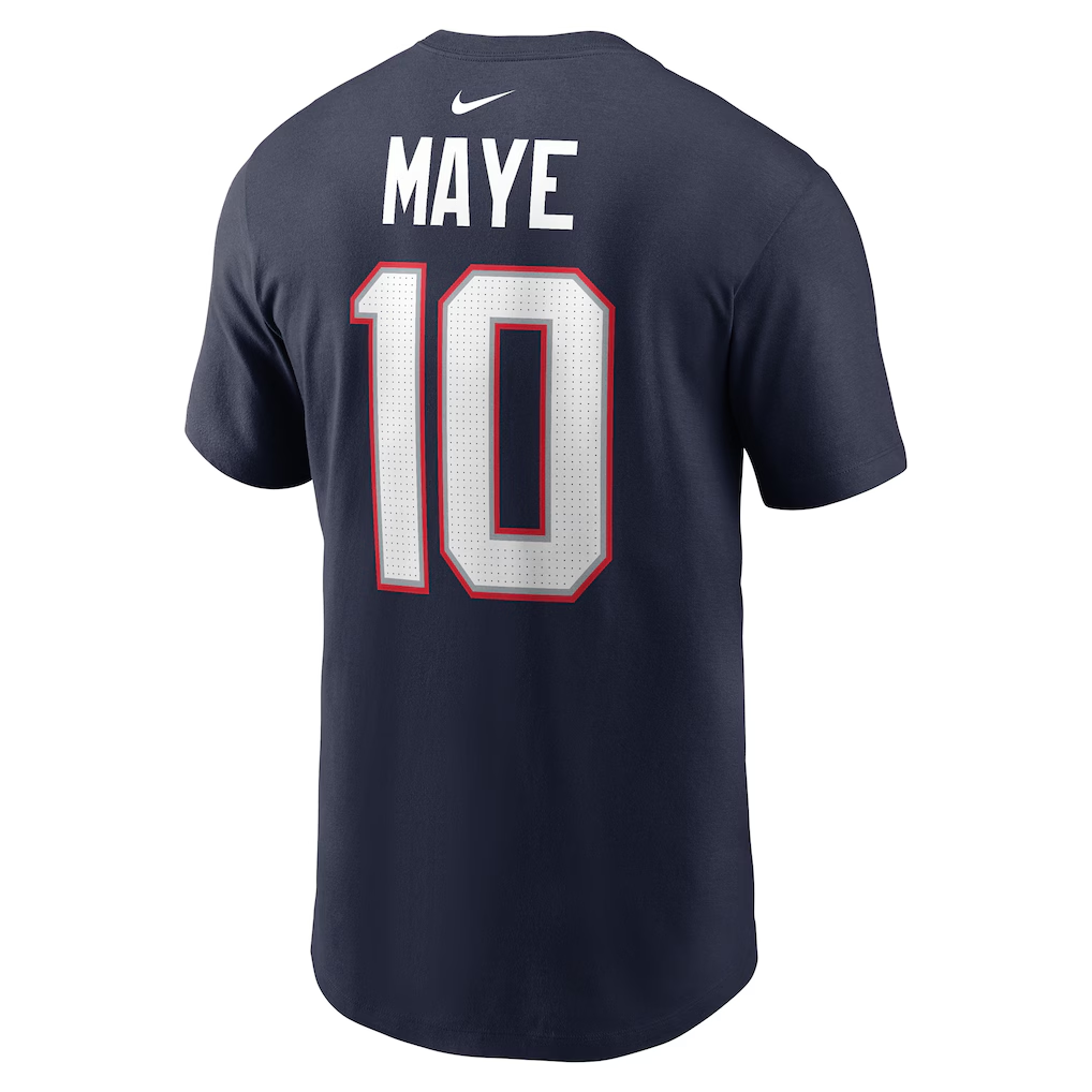Men's New England Patriots Drake Maye Nike Navy Name & Number T-Shirt