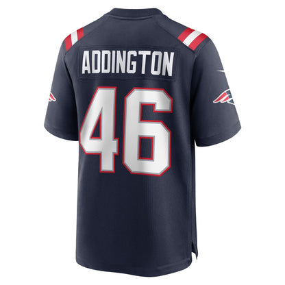 Tucker Addington New England Patriots Nike Home Game   Jersey - Navy