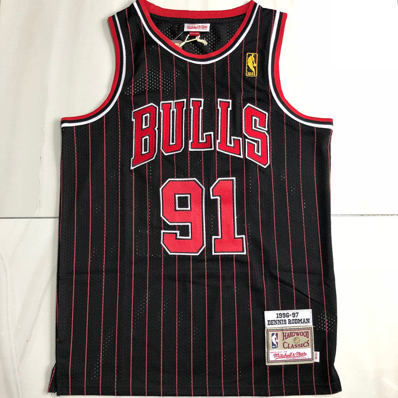 Chicago Bulls Dennis Rodman 91 Black Thorwback Jersey