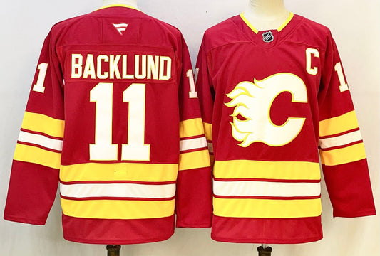 Men's Calgary Flames Mikael Backlund #11 Red Home Breakaway Player Jersey