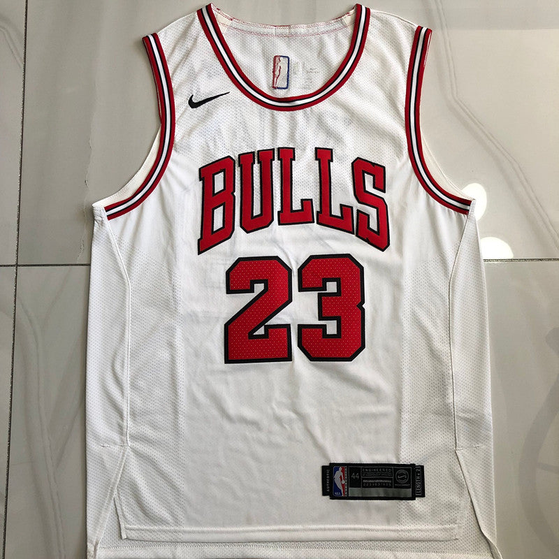 Michael Jordan Chicago Bulls 23 White -Retro Dense Embroidery