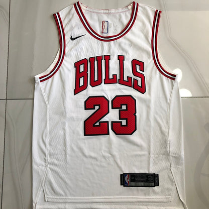Michael Jordan Chicago Bulls 23 White -Retro Dense Embroidery