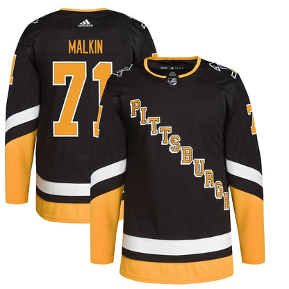 Men's Pittsburgh Penguins Evgeni Malkin adidas Black Alternate Primegreen Authentic Player Jersey