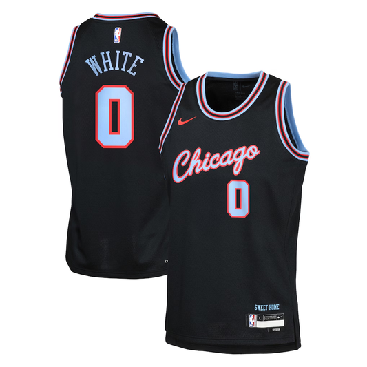Youth Chicago Bulls Coby White Nike Black 2025/26 City Edition Swingman Jersey
