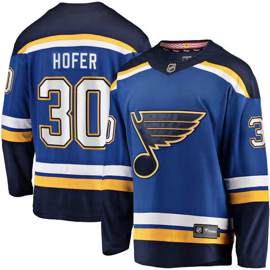 Men's St. Louis Blues Joel Hofer #30 Blue Home Breakaway Player Jersey