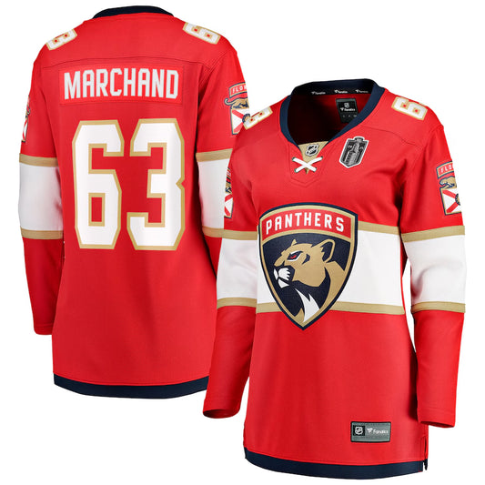 Women's Florida Panthers Brad Marchand Fanatics Red 2025 Stanley Cup Final Home Breakaway Player Jersey