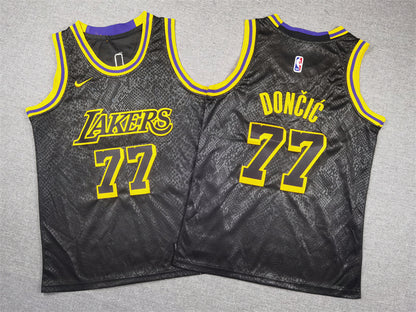 Youth Luka Dončić Los Angeles Lakers #77 City Edition Black Mamba Embroidered  Jersey