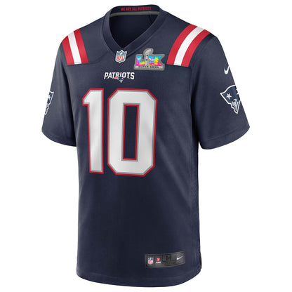 Men's New England Patriots Drake Maye Nike Navy Super Bowl LX Patch Game Jersey