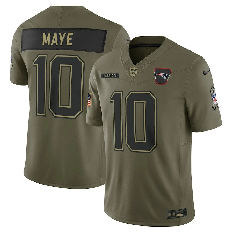 New England Patriots Drake Maye Nike 2025 Salute To Service NFL Limited Jersey
